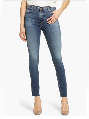 AG Farrah High Waist Raw Hem Ankle Skinny Jeans